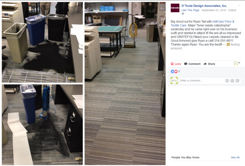 M.R. Jensen Enterprises Cleans Toner Spill